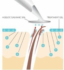 Schema Phase 2: Treatment Gel und Nu Skin ageLOC Galvanic Spa positiv geladen
