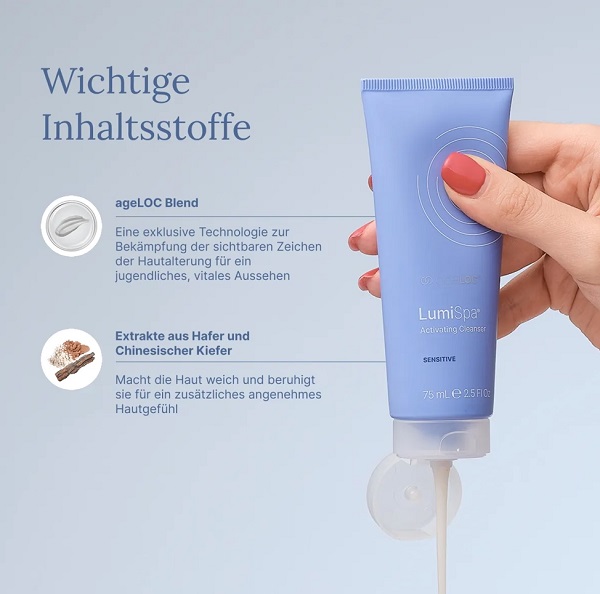 Nu Skin ageloc Lumispa Activating Cleanser empfindliche und sensible Haut mit Inhaltsstoffen Nu Skin ageloc Lumispa Activating Cleanser empfindliche und sensible Haut mit Inhaltsstoffen