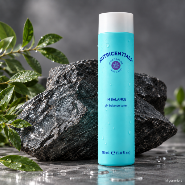 Nu Skin In PH Balance Toner neben schwarzen Stein