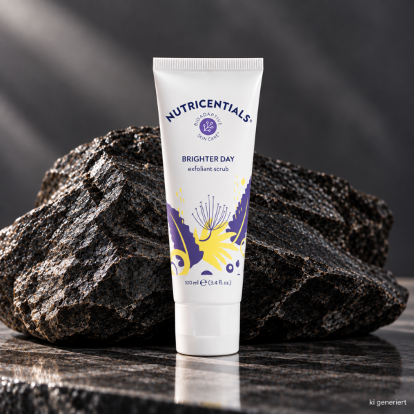 Nu Skin Nutricentials Brighter Day Exfoliant auf schwarzen Stein