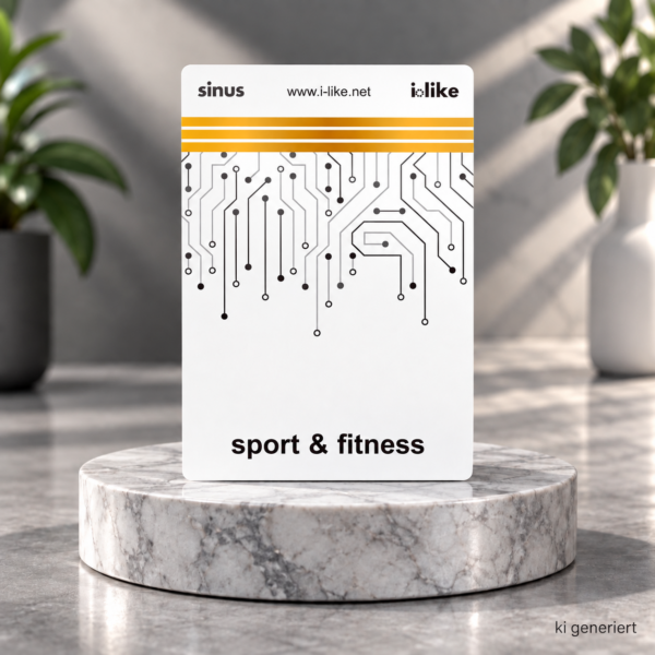 i like sport und Fitness Karte auf Marmorsockel
